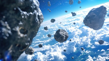 Wall Mural - asteroids are constantly floating around the world