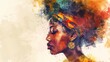 Black woman watercolor painting style banner