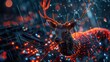 3d rendering illustration of a robotic science fiction deer with glow in a black background for the purpose of advertisement
