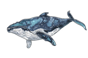 Sticker - Big whale on white transparent background