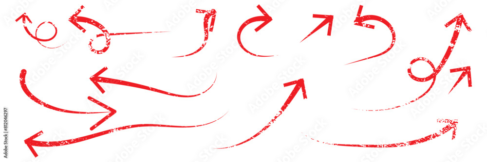 Stock-Vektorgrafik „Group of chalked arrows and frames. Hand drawn ...