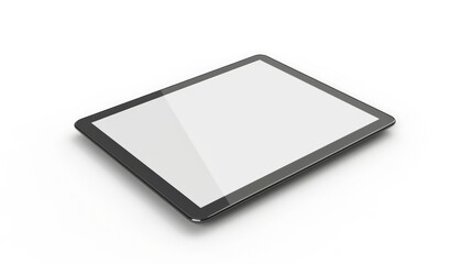 Canvas Print - Tablet White Background. Isolated Mock-Up with Empty Screen on Three-Dimensional Electronic Device