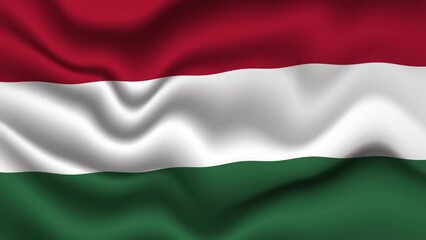 Wall Mural - Hungarian Flag 3D Waving Animation. The National Flag of the Hungary, 4K Resolution with Seamless Loop.