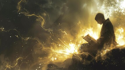 craft a breathtaking scene blending modern literature and surreal art, using dynamic shadows and eth
