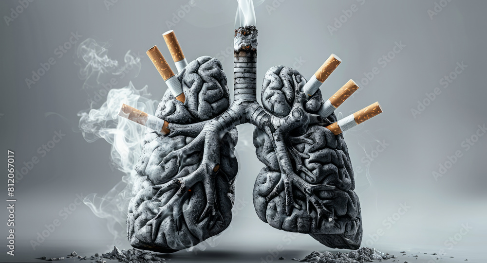 No Smoking Concept Smoke Kills Lungs Human Lungs With Smoke Coming