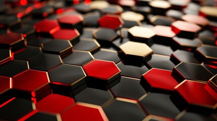 Sticker - Abstract background with red and black hexagonal shapes