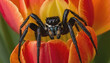 macro photo of a spider on a tulip