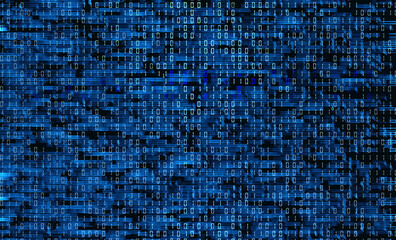 Canvas Print - Abstract binary code background. Binary numbers 0 1 display on monitor screen. Digital technology, Big Data and artificial intelligence concept. 3D render illustration.