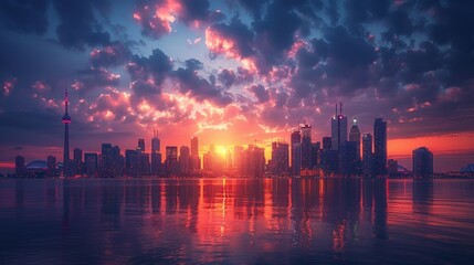 Wall Mural - Sunset Sunrise Urban: Neon photos capturing the beauty of sunrise and sunset in urban settings