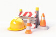 Illustration concept about site under construction on white background, website error with page not found.