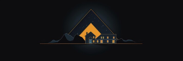 A minimalist design featuring a pointing hand and a house or main page icon on a dark backdrop