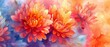 Chrysanthemums explode with color on the watercolor canvas, symbolizing longevity and happiness, their vibrant presence infusing the scene with an exhilarating energy of joy.