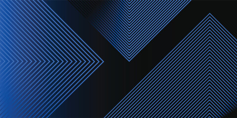 Wall Mural - Blue and black vector 3D futuristic line abstract banner with glow line vector