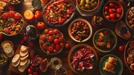 Canvas Print - Table Displaying Various Types of Mexican Food