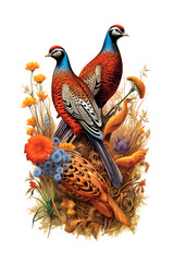 Wall Mural - Pheasant Image for Stickers, T-Shirt Print, Cap, Mug, Slippers, Mousepad, with Transparent Background PNG