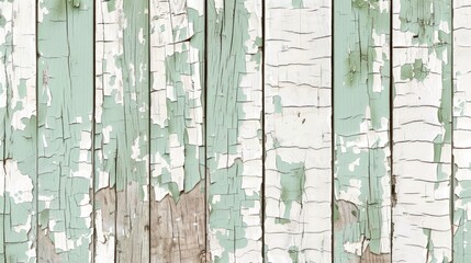 Wall Mural - wooden backdrop. vintage wooden planks with cracked white and light green paint. Rough textured surface. wood paint advertisement