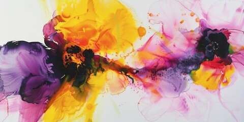 Wall Mural - explosion of colors in abstract fluid art painting