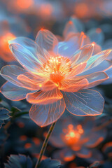 Sticker - Luminous Translucent Lotus Blossom Glowing in Twilight Light