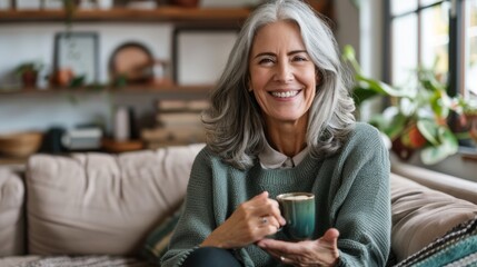 Sticker - A Smiling Senior Woman Relaxing