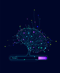 Wall Mural - illustration of abstract stream. artificial intelligence. big data, technology, ai, data transfer, d