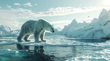 majestic polar bear traversing vast expanse of arctic pack ice pristine wilderness photorealistic 8k ai generated artwork