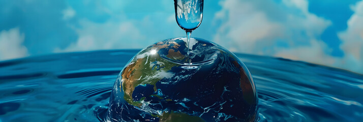Wall Mural - water drop with earth , World Water Day ,