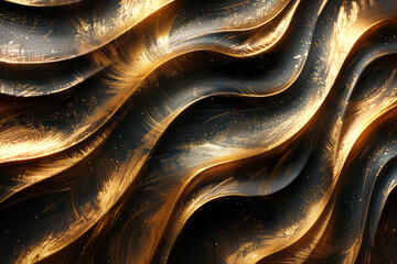 Aufkleber - Abstract swirls of gold and bronze on a black background, conveying luxury and modernity,