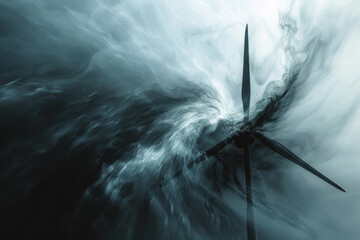 Aufkleber - Abstract representation of a wind turbine converting kinetic wind energy into electrical power,