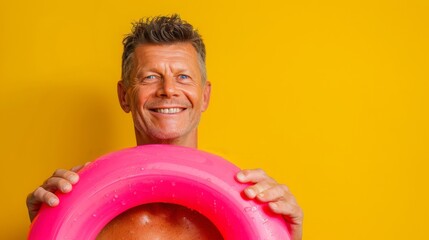 Canvas Print - Man with a Pink Swim Ring