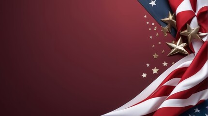 USA Flag Memorial Days Reflection Suitable for Graphic Resources Banner and Greetings Card Template Copy Space