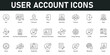 © Icon Zilla - User Account Icons vector illustration with thin line editable stroke containing account, password, login, username, profile, authentication, information, privacy setting, registration, biometrics