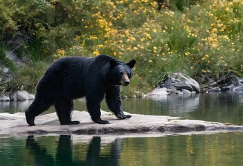 Canvas Print - A view of a Black Bear in the forest