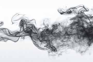 abstract black gray smoke moving on white background. steam fire design