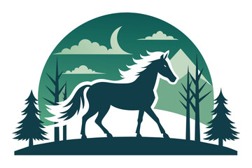 Naklejka na meble Horse and Forest Landscape, Farm laser cut vector