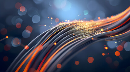 Fiber optic network, speed data connection cable technology background, 3d illustration.