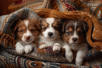 Poster - puppies in a basket