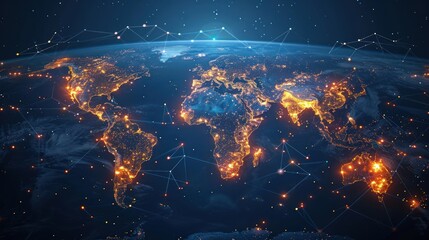 Wall Mural - Worldwide Connections: Mapping the Global Network for Business Strategy and Economic Growth