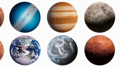 Set of fantasy planets .isolated on white background