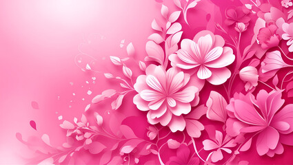 Wall Mural - Abstract pink color background on simple floral design wallpaper