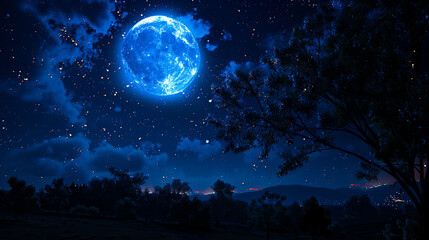 night sky with moon and stars