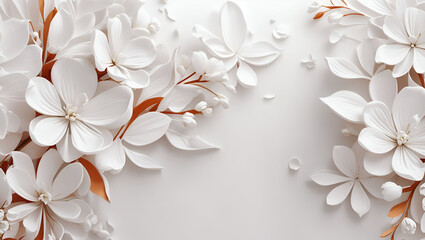 Wall Mural - Abstract white color background on simple floral design wallpaper