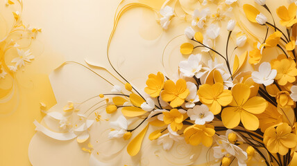 Wall Mural - Abstract yellow color background on simple floral design wallpaper