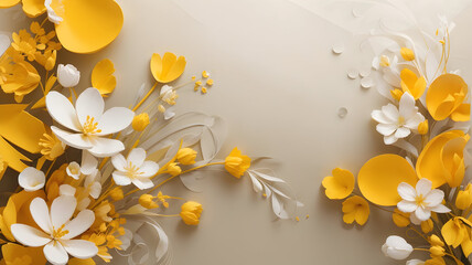 Wall Mural - Abstract yellow color background on simple floral design wallpaper