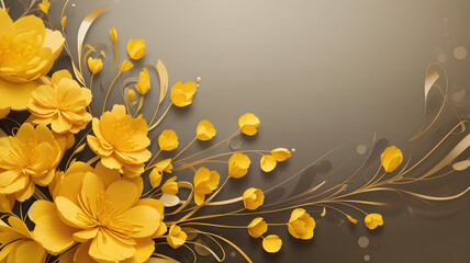 Canvas Print - Abstract yellow color background on simple floral design wallpaper