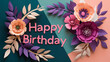 Happy Birthday Floral Greeting Card on Colorful Background Design.
