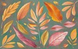 Vibrant Autumn Leaves Illustration on Textured Background.