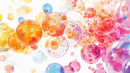 colorful liquid bubbles isolated on white 3d illustration
