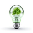 Renewable energy light bulb with green energy. Green energy concept illustrating renewable and sustainable energy sources and ecology. Ai-generated.