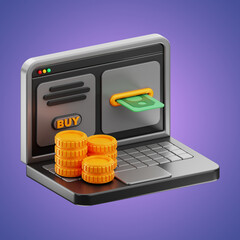 Sticker - Premium online shopping computer icon 3d rendering on isolated background