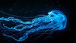 ethereal blue jellyfish closeup against dark background rare marine creature aigenerated artwork